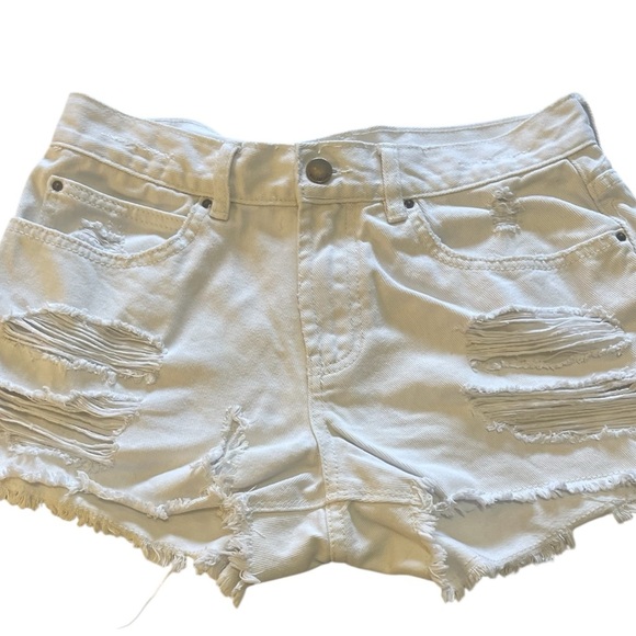 Billabong Women’s Distressed White Shorts Fray Hem Size 27 - Picture 6 of 11